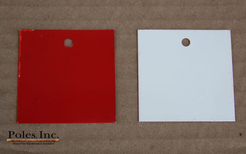 Pole Tag 2" x 2" Aluminum Red one side/White other side (Bag of 100)